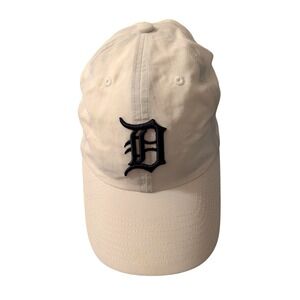 Detroit Tigers Baseball Cap Cream Cotton Adjustable Dad Hat Navy Blue Logo D